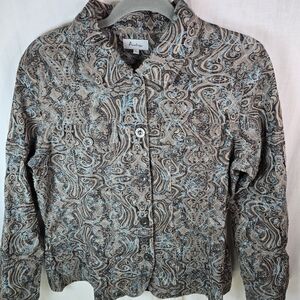 Analogy womens jacket button front closure size Large in gray_